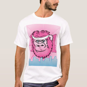 Sweatbandを持つピンクのゴリラ Tシャツ