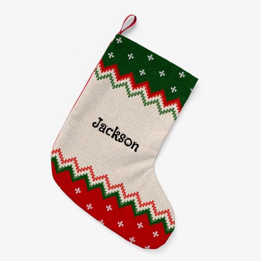 Sweater Pattern Personalized Christmas Stocking スモールクリスマスストッキング (正面 (吊り時))