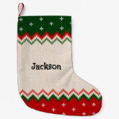 Sweater Pattern Personalized Christmas Stocking スモールクリスマスストッキング (正面)