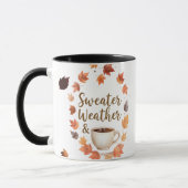 Sweater Weather & Hot Coffee Mug | Cozy Fall Gift マグカップ (左)