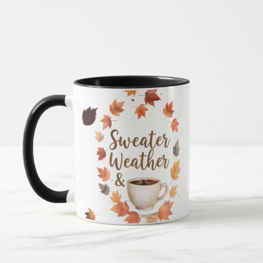 Sweater Weather & Hot Coffee Mug | Cozy Fall Gift マグカップ (左)