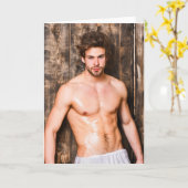 Sweating in the Sauna Hot Guy Greetings Card カード (黄色い花)