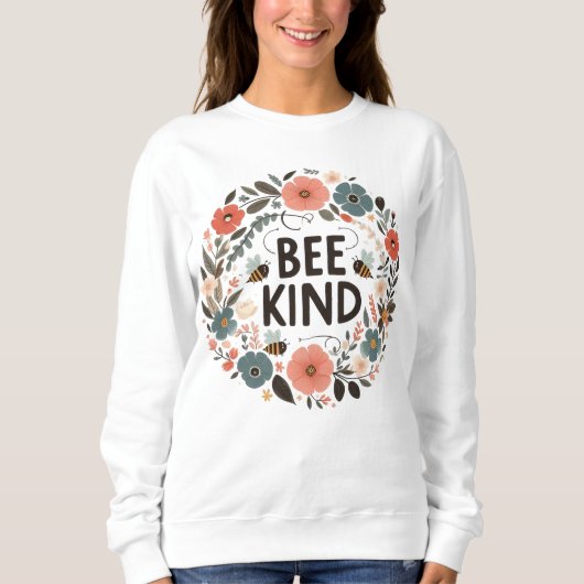 Sweatshirt femme message positif “Bee kind“ スウェットシャツ (正面)