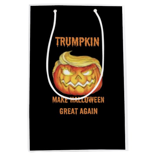 Sweatshirt、Trumpkin、ハロウィーンクラシック ミディアムペーパーバッグ (正面)