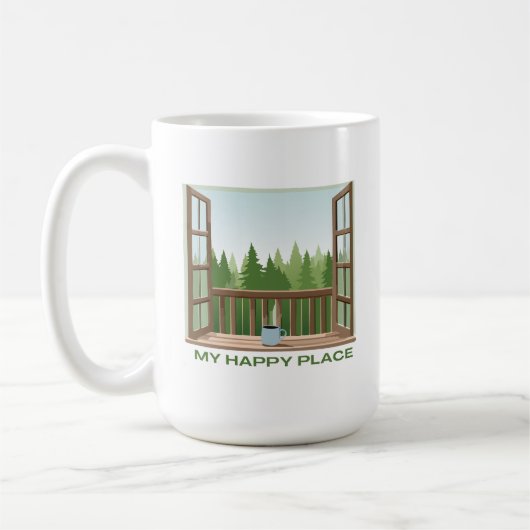 Sweatshirt Window with a View Happy Place コーヒーマグカップ (左)