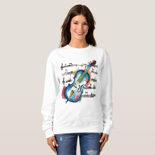 Sweatshirt Women's basic abstract violin sweatshir スウェットシャツ (正面フル)