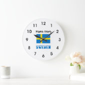 Sweden and Swedish Flag with Your Name Large Clock ラージ壁時計 (ホーム)