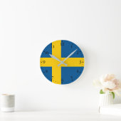 Sweden Flag ラウンド壁時計 (ホーム)