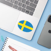 Sweden Flag Oval シール (ノートパソコンとiPhone)
