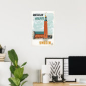 Sweden Print Swedish Art American Travel Poster Ed ポスター (ホームオフィス)