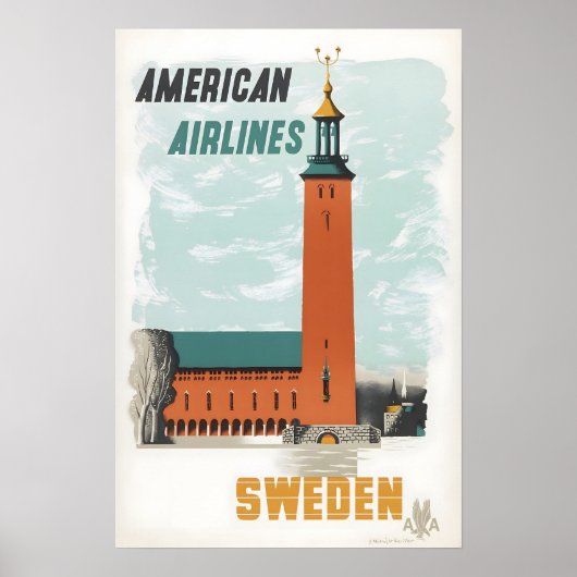 Sweden Print Swedish Art American Travel Poster Ed ポスター (正面)