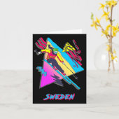 Sweden Vibrant Retro Abstract Skiing Design  カード (黄色い花)