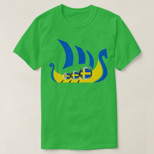 Sweden Viking Ship  Swedish Flag Dragon Boat  Tシャツ (デザイン正面)