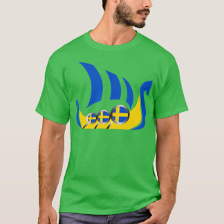 Sweden Viking Ship  Swedish Flag Dragon Boat  Tシャツ