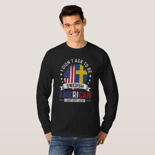 Swedish American Countries Flags Pride Country Swe Tシャツ (正面フル)