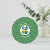 Swedish Angel Flag Christmas Personalize Round Inv 招待状 (スタンド正面)