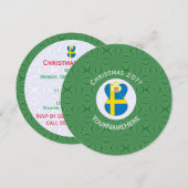 Swedish Angel Flag Christmas Personalize Round Inv 招待状 (正面/裏面)