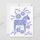 Swedish Dala Horse Blue and White Personalized ノートカード (正面)