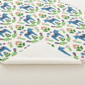 Swedish Dala Horses Blue シェルパブランケット (3/4)