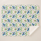 Swedish Dala Horses Blue シェルパブランケット (正面(横))