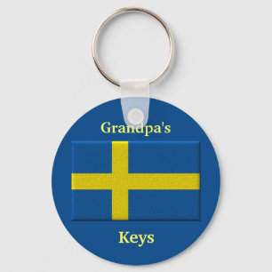Swedish Flag Custom Name or Family Member キーホルダー
