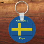 Swedish Flag Custom Name or Family Member キーホルダー (正面)