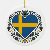 Swedish Flag Heart Christmas Ornament セラミックオーナメント (裏面)