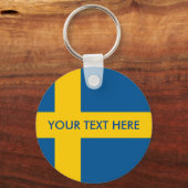 Swedish flag round button keychain for Sweden キーホルダー (正面)