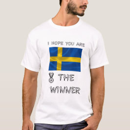 Swedish-Flag-Waving-National-Pride-Medal-Graphic- Tシャツ