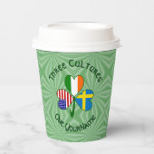 Swedish Ireland USA Shamrock Personalized Text  紙コップ (正面)