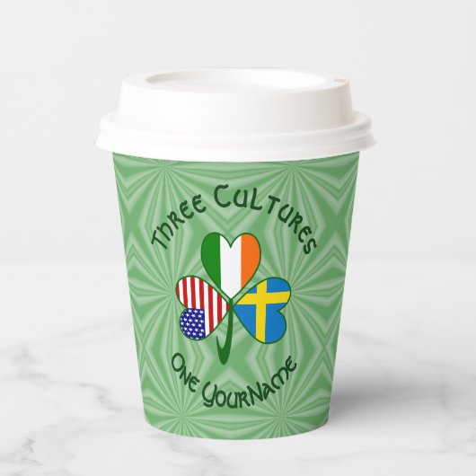 Swedish Ireland USA Shamrock Personalized Text  紙コップ (正面)