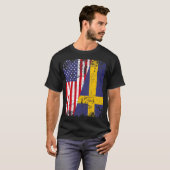SWEDISH ROOTS  Half American Flag  SWEDEN  Tシャツ (正面フル)