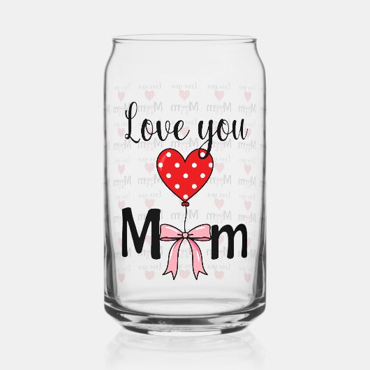 Sweetでおしゃれな「Love You Mom」 ガラス缶 (正面)