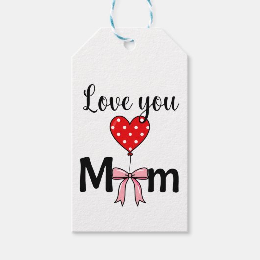 Sweetでおしゃれな“Love You Mom” ギフトタグ (正面)