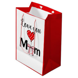 Sweetでおしゃれな「Love You Mom」 ミディアムペーパーバッグ