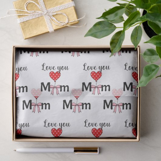 Sweetでおしゃれな「Love You Mom」 薄葉紙 (ギフト)
