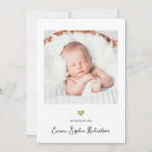 SweetとシンプルPhotoと金ゴールドハート | 誕生 案内状 (正面)