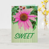 SWEETデイジーパープルピンクのベニバナガーデンのノート カード (黄色い花)
