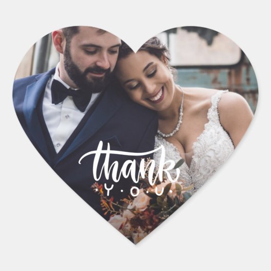 Sweetハート写真結婚のThank You Feed ハートシール (正面)
