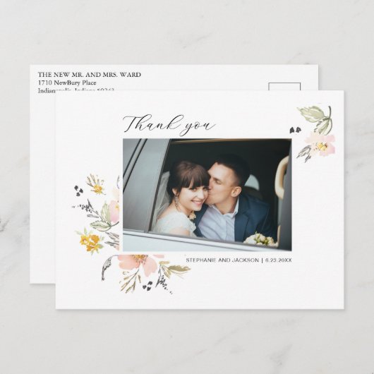 Sweetフローラ結婚の写真ありがとう ポストカード (正面/裏面)