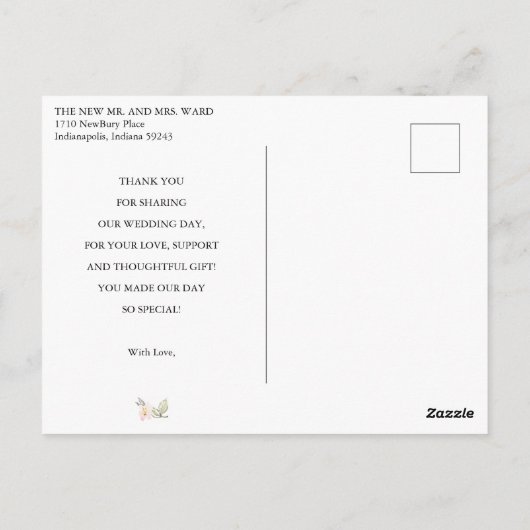 Sweetフローラ結婚の写真ありがとう ポストカード (裏面)