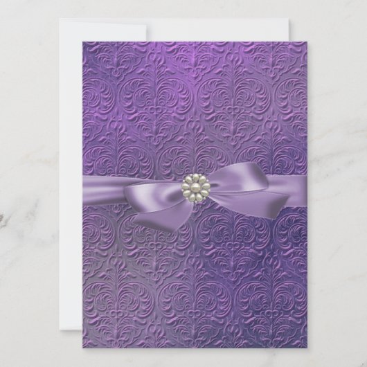 Sweet16 リボン&ダマスク柄 誕生日パーティーの招待状 招待状 (正面)
