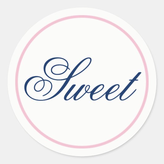 "Sweet"のステッ結婚ク – 赤面ピンク/ネイビー ラウンドシール (正面)