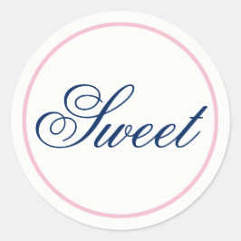 "Sweet"のステッ結婚ク – 赤面ピンク/ネイビー ラウンドシール