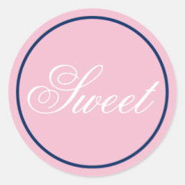 "Sweet"のステッ結婚ク – 赤面ピンク/ネイビー ラウンドシール