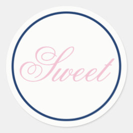 "Sweet"のステッ結婚ク – 赤面ピンク/ネイビー ラウンドシール