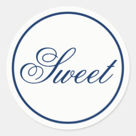 "Sweet"結婚式の引き出物&ウェルカムバッグステッカー – ネイビー ラウンドシール