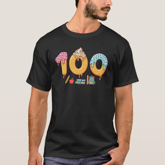 Sweet 100日目の学校アイスクリームお祝い tシャツ (正面)