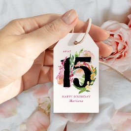 Sweet 15 フローラルナンバー 15歳の誕生日 ギフトタグ