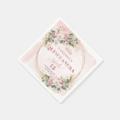 Sweet 15 Napkins with Rose Gold Greenery Accents スタンダードカクテルナプキン (角)